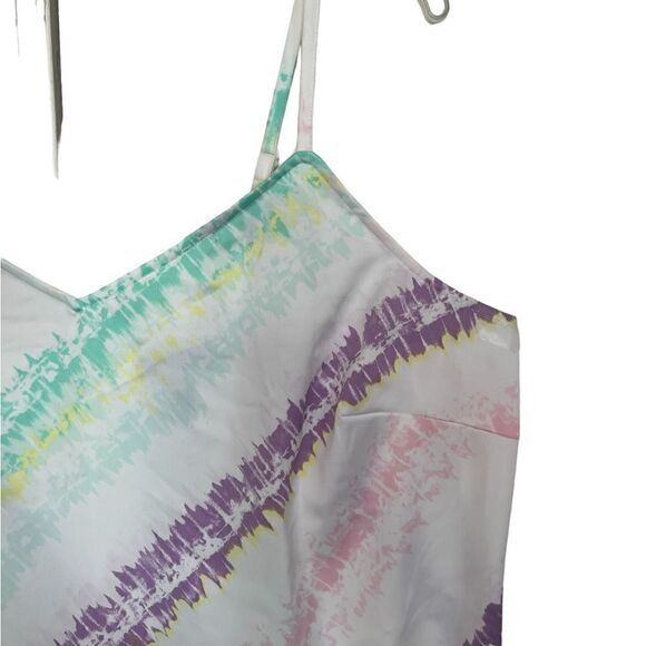 Lane Bryant White/Purple Multi Wave Tie-Dye V-Neck Cami Slip Midi Dress Size 18 - Picture 6 of 11